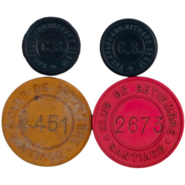 Chile 1885-1910 Tokens (4 Pieces)