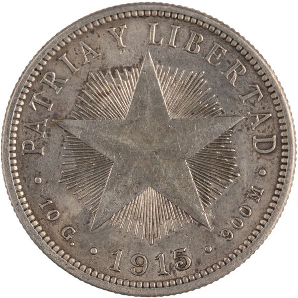 Cuba 1915 Silver 40 Centavos