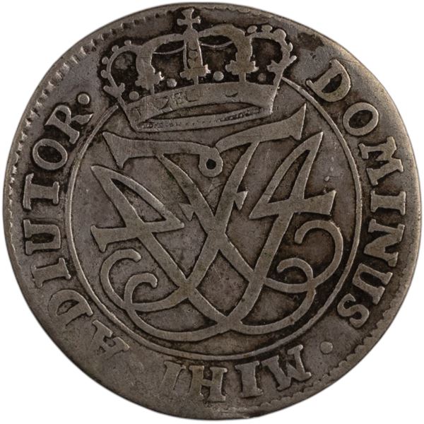 Denmark 1721 CW Silver 12 Skilling