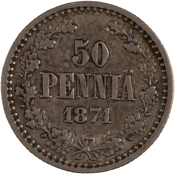 Finland 1869 Silver 50 Pennia