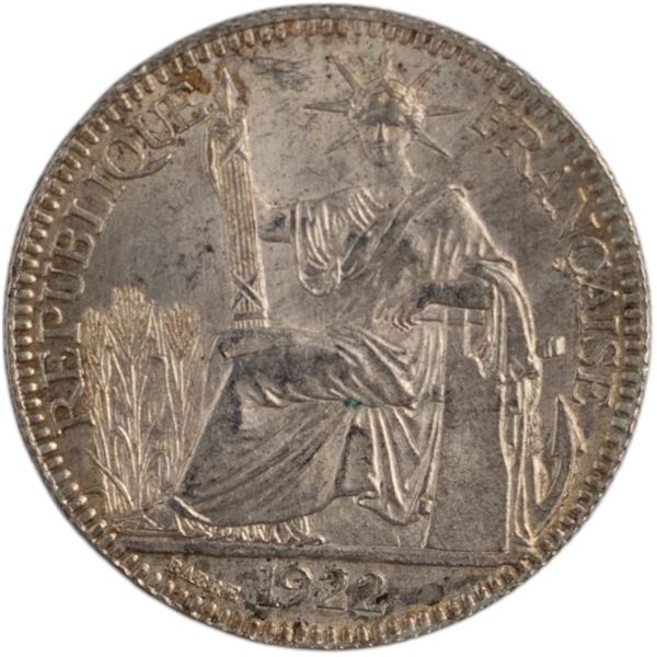 French Indo-China 1922 Silver 10 Cents