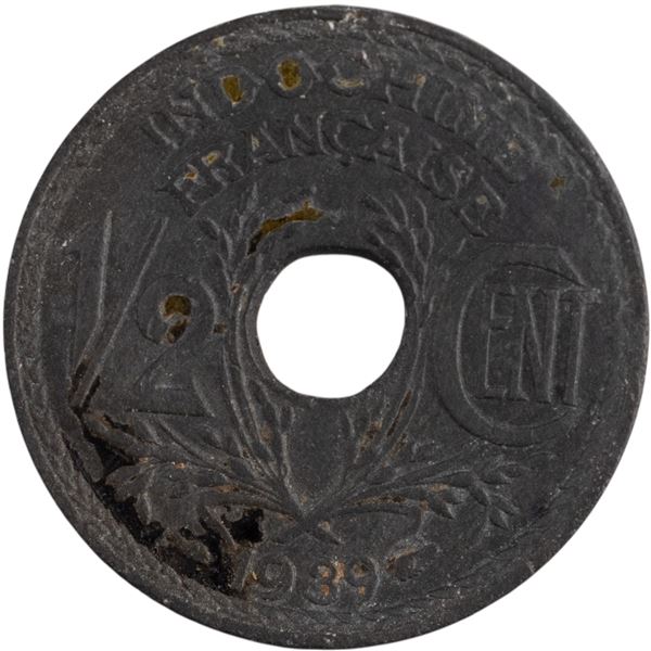 French Indo-China 1939 A 1/2 Cent Zinc RARE