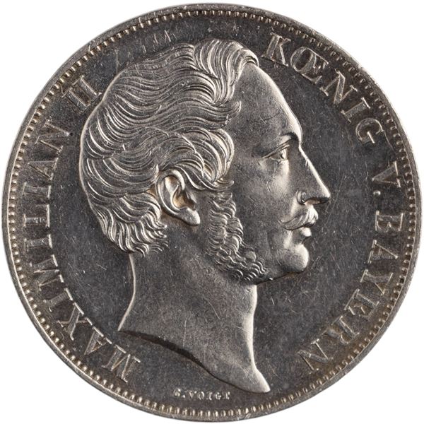 Germany 1855 Bavaria Silver 2 Gulden Madonna Column