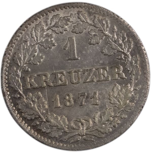 Germany 1871 Bavaria Silver 1 Kreuzer