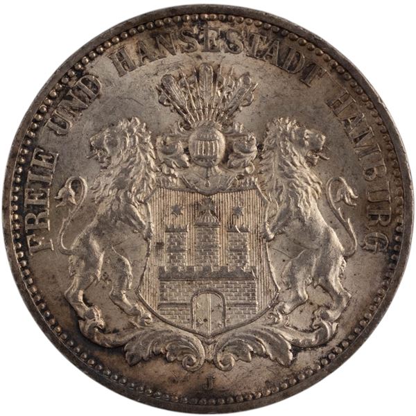 Germany 1910 J Hamburg Silver 3 Mark