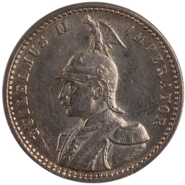 Germany 1913 J East Africa Silver 1/4 Rupie