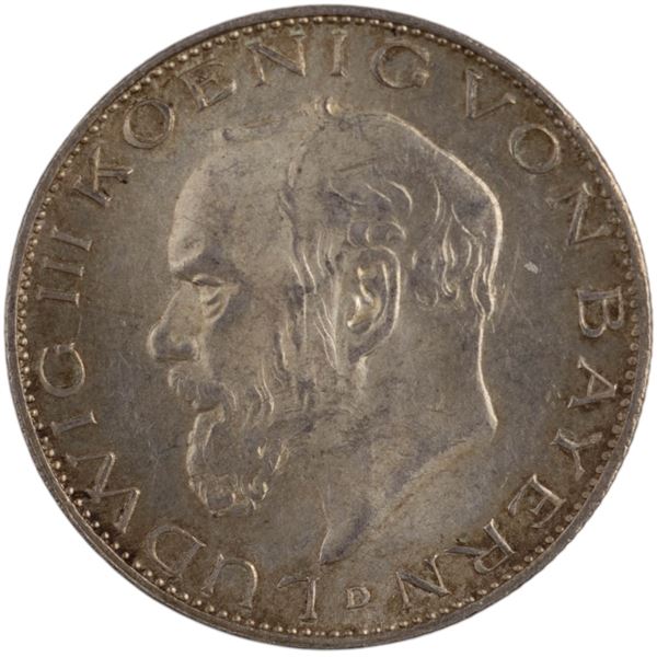 Germany 1914 D Bavaria Silver 2 Mark