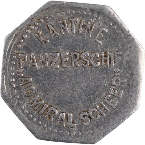 Germany 1933-45 10 Pfennig Kriegsmarine Admiral Scheer Canteen Token
