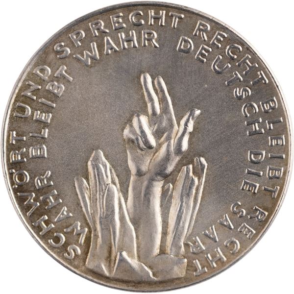 Germany 1935 Third Reich Saar Plebiscite Silver Medal by Karl Goetz