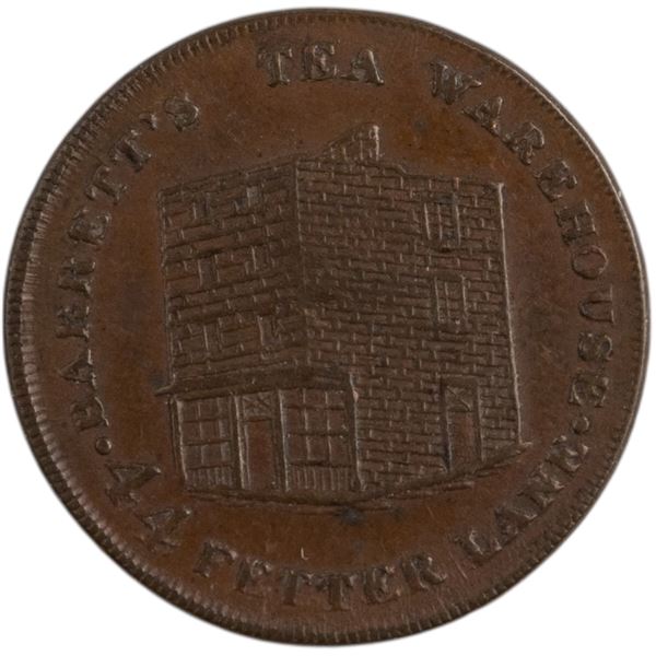 Great Britain 1821 Farthing Token Barrett's Tea Warehouse