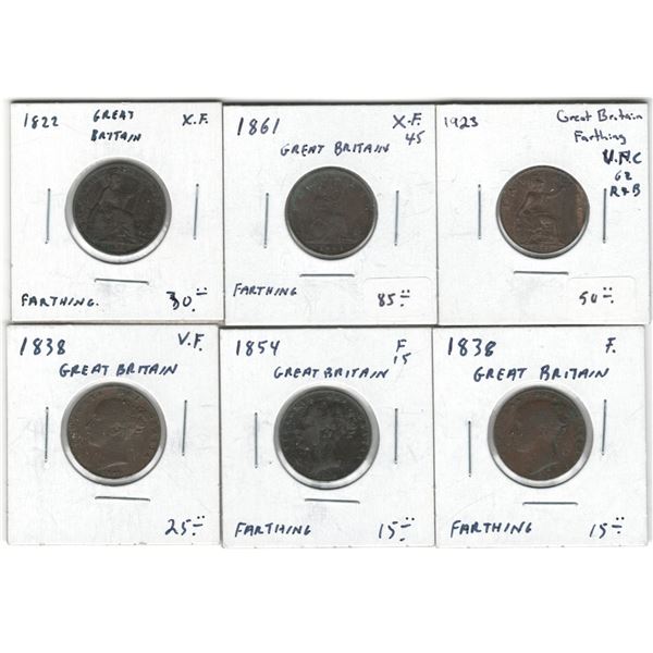 Great Britain 1822-1923 Farthing (6 Pieces)