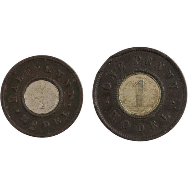 Great Britain 1844 Victoria Half Penny Model and One Penny Model (2 Pieces)