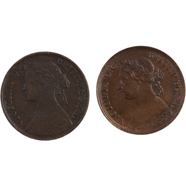 Great Britain 1860-86 Farthing Lot (2 Pieces)