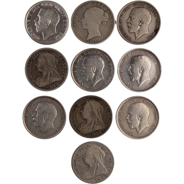 Great Britain 1885-1918 Half Crown Lot (10 Pieces)