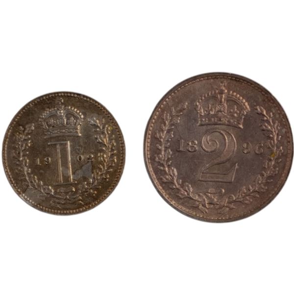 Great Britain 1896, 1901 Silver 2 & 1 Penny (2 Pieces)