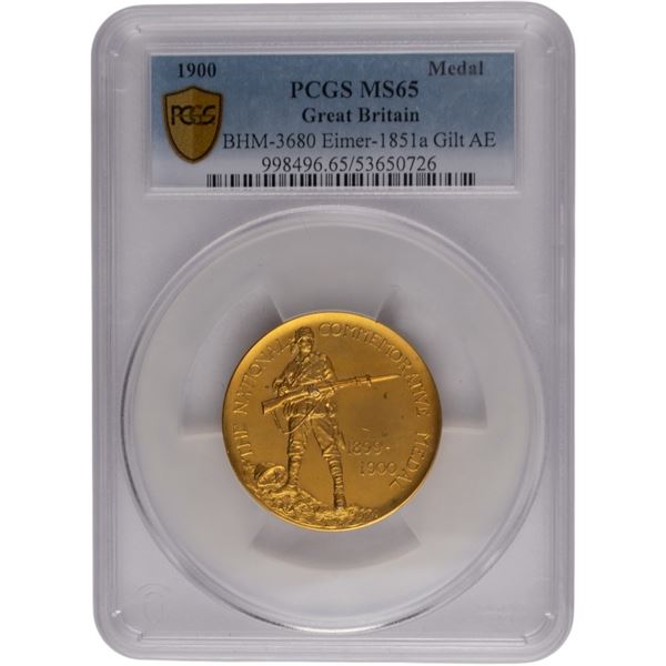 Great Britain 1900 Boer War National Commemorative Gilt Gold Medal