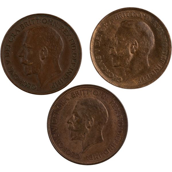 Great Britain 1912, 1921, 1936 Penny (3 Pieces)