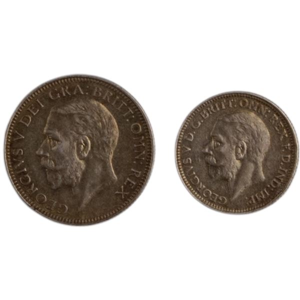 Great Britain 1931 Silver Shilling & 1928 Silver 3 Pence (2 pieces)