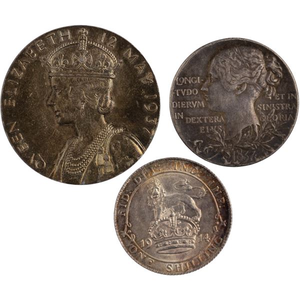 Great Britain Silver Coin and Medal Lot (3 Pieces)