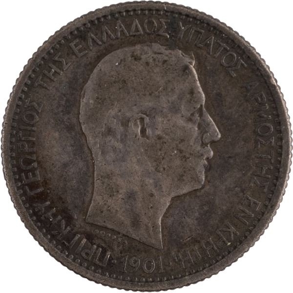 Greece 1901 Crete Silver 2 Drachmai