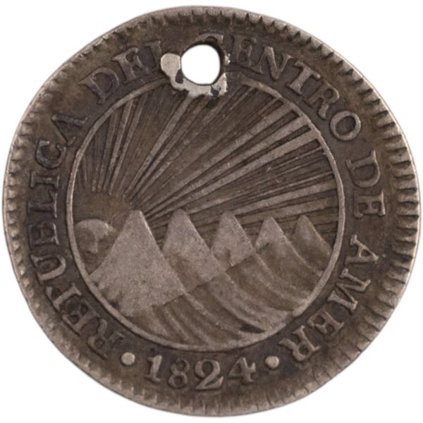 Guatemala 1824 NG M Silver 1 Real Holed