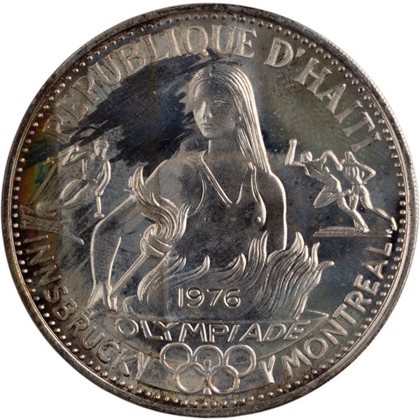 Haiti 1974 Silver 50 Gourdes Montreal-Innsbruck Olympiad