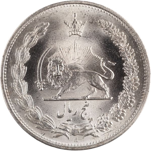 Iran 1933/1 AH1312/0 Silver 5 Rials