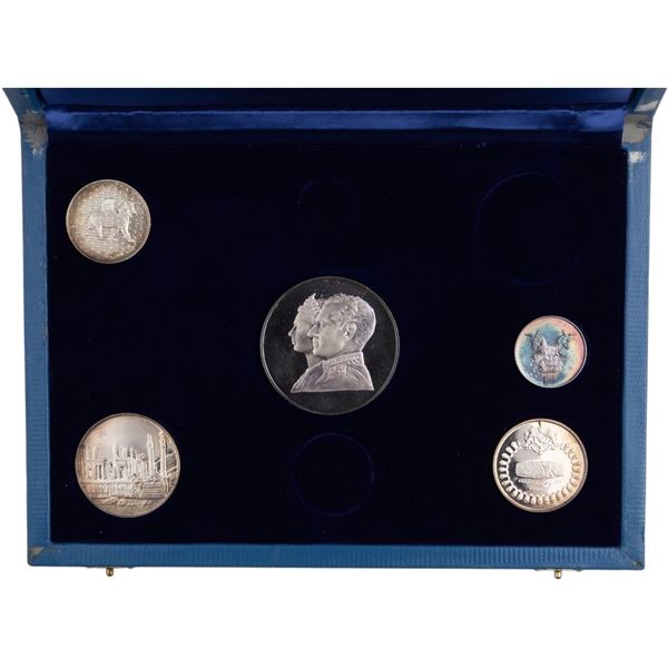 Iran 1971 SH1350 2500th Anniversary of The Persian Empire Silver 5 Coin Set