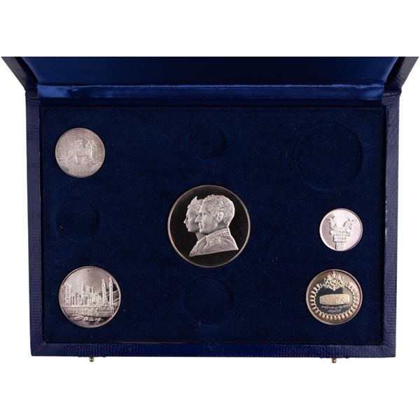 Iran 1971 SH1350 2500th Anniversary of The Persian Empire Silver 5 Coin Set