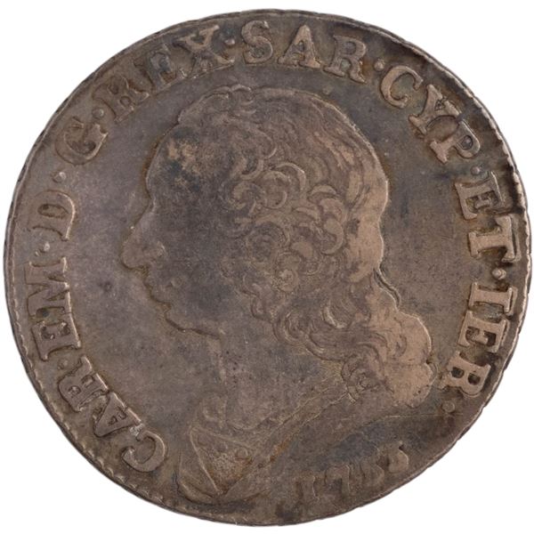 Italy 1755 Kingdom of Sardinia Silver 1/4 Scudo