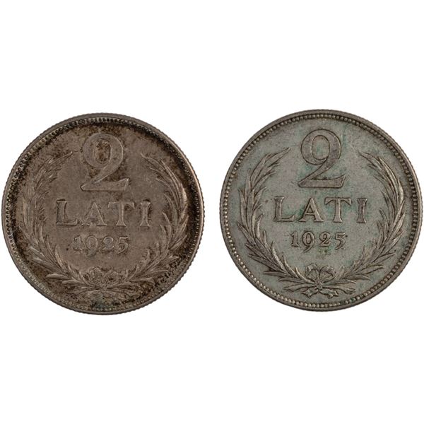 Latvia 1925 Silver 2 Lati (2 Pieces)
