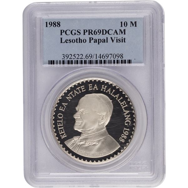 Lesotho 1988 Silver 10 Maloti Pope John Paul II Papal Visit