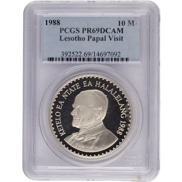 Lesotho 1988 Silver 10 Maloti Pope John Paul II Papal Visit