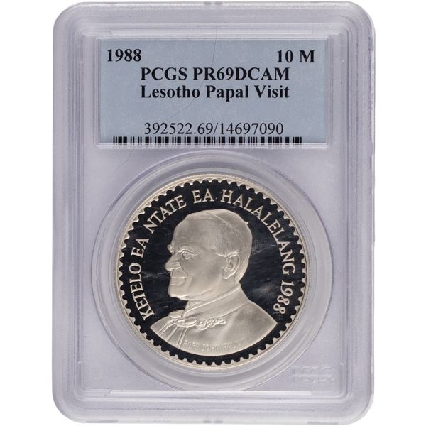 Lesotho 1988 Silver 10 Maloti Pope John Paul II Papal Visit
