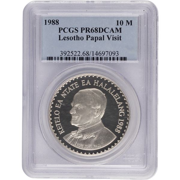 Lesotho 1988 Silver 10 Maloti Pope John Paul II Papal Visit