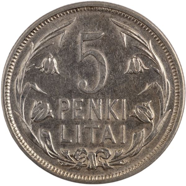 Lithuania 1925 Silver 5 Litai
