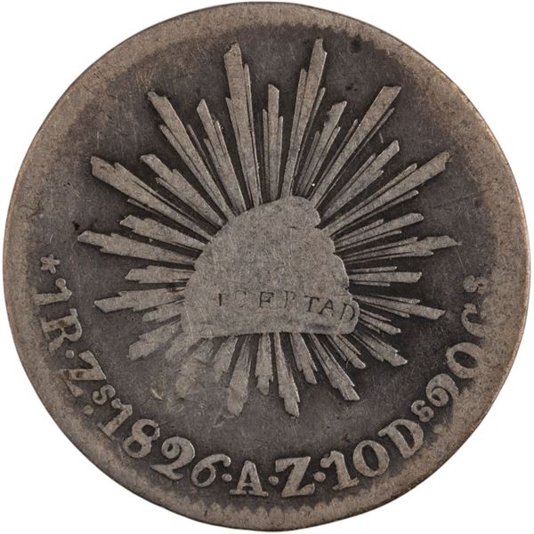 Mexico 1826 Zs AZ Silver 1 Real