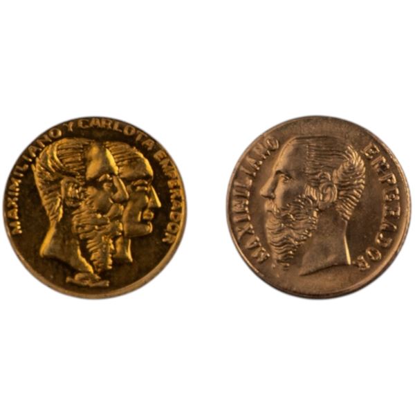 Mexico 1864-67 Gold Peso Tokens, 20th century fantasy issue (2 Pieces)