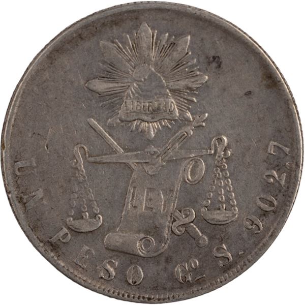 Mexico 1872 Go S Silver 1 Peso