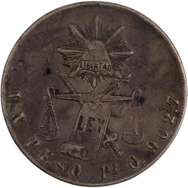 Mexico 1872 Pi O Silver Peso