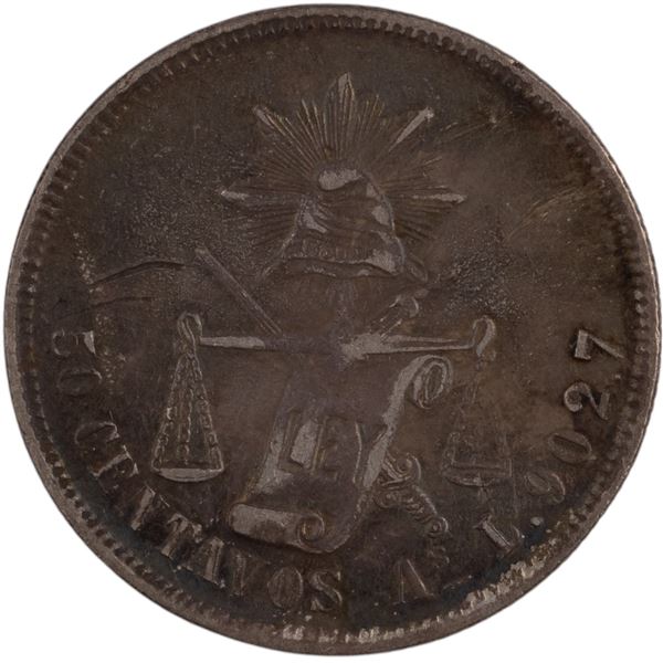 Mexico 1880 As L Silver 50 Centavos