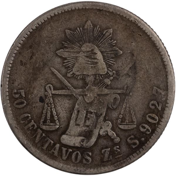 Mexico 1884 Zs S Silver 50 Centavos