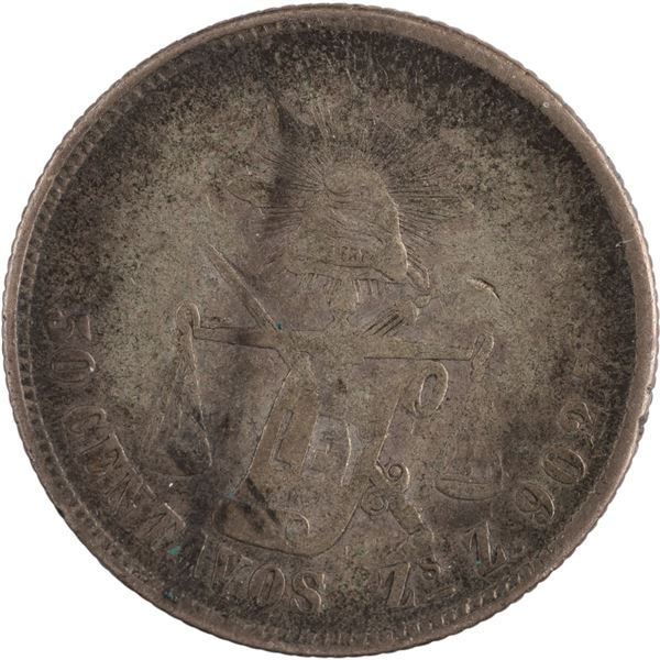 Mexico 1887 Zs Z Silver 50 Centavos