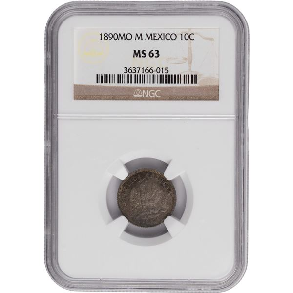 Mexico 1890 Mo M Silver 10 Centavos