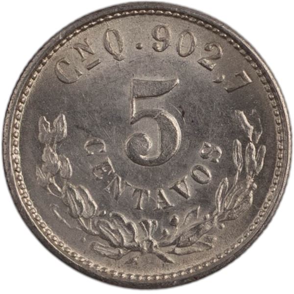 Mexico 1903 Cn Q Silver 5 Centavos