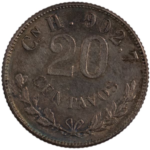 Mexico 1904 Cn H Silver 20 Centavos