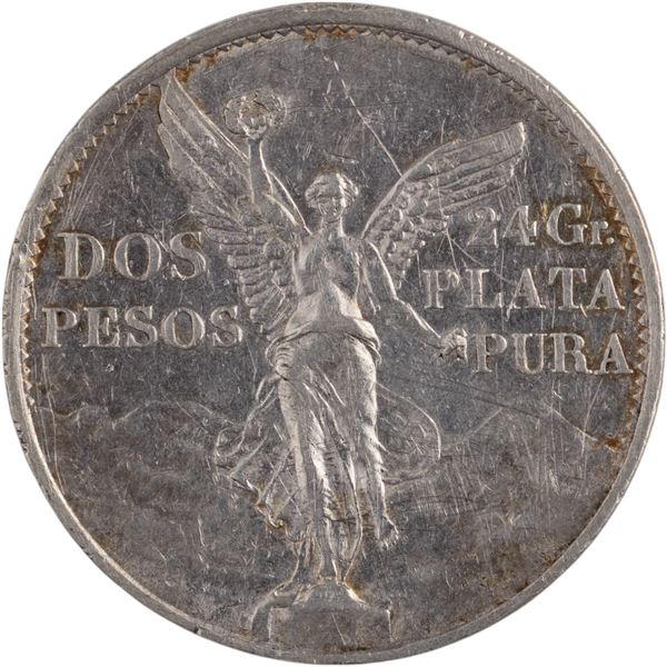 Mexico 1921 Silver 2 Pesos Winged Victory