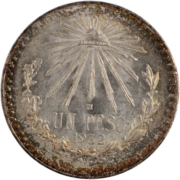 Mexico 1932 Silver 1 Peso 3/3 Overdate Error