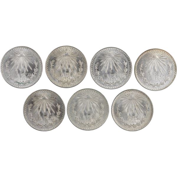 Mexico 1932-45 Silver Pesos (7 Pieces)