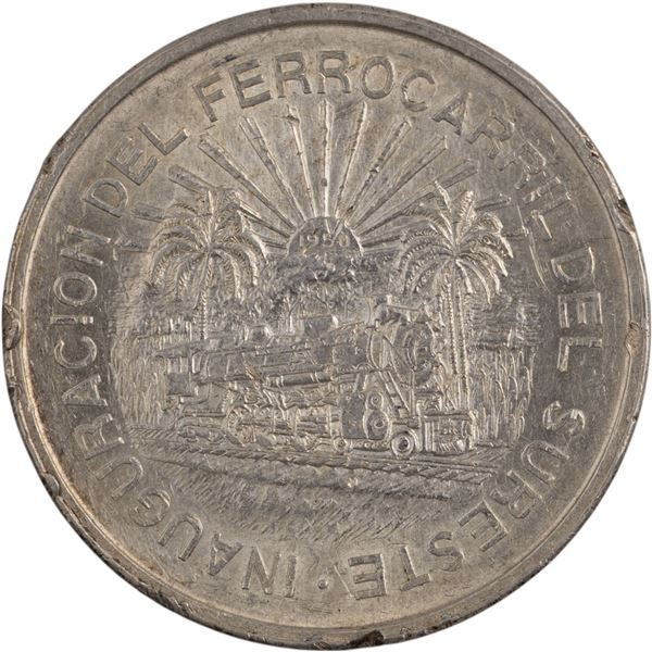 Mexico 1950 Silver 5 Pesos Southeastern Railroad